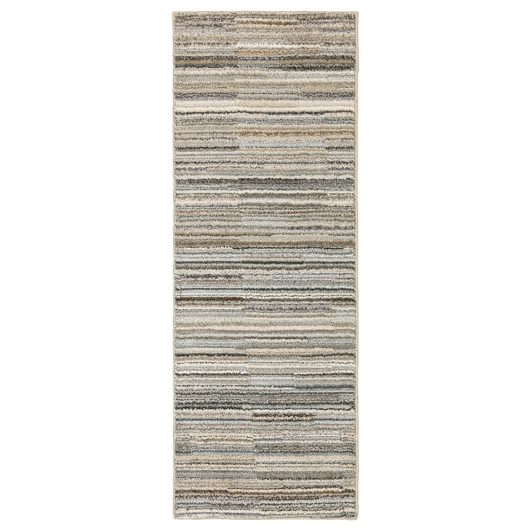 Mainstays Studio Plush Pixel 22 in. x 60 in. Polypropylene Runner Rug Tan/Gray | Walmart (US)