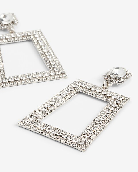 Rhinestone Rectangular Drop Earrings | Express