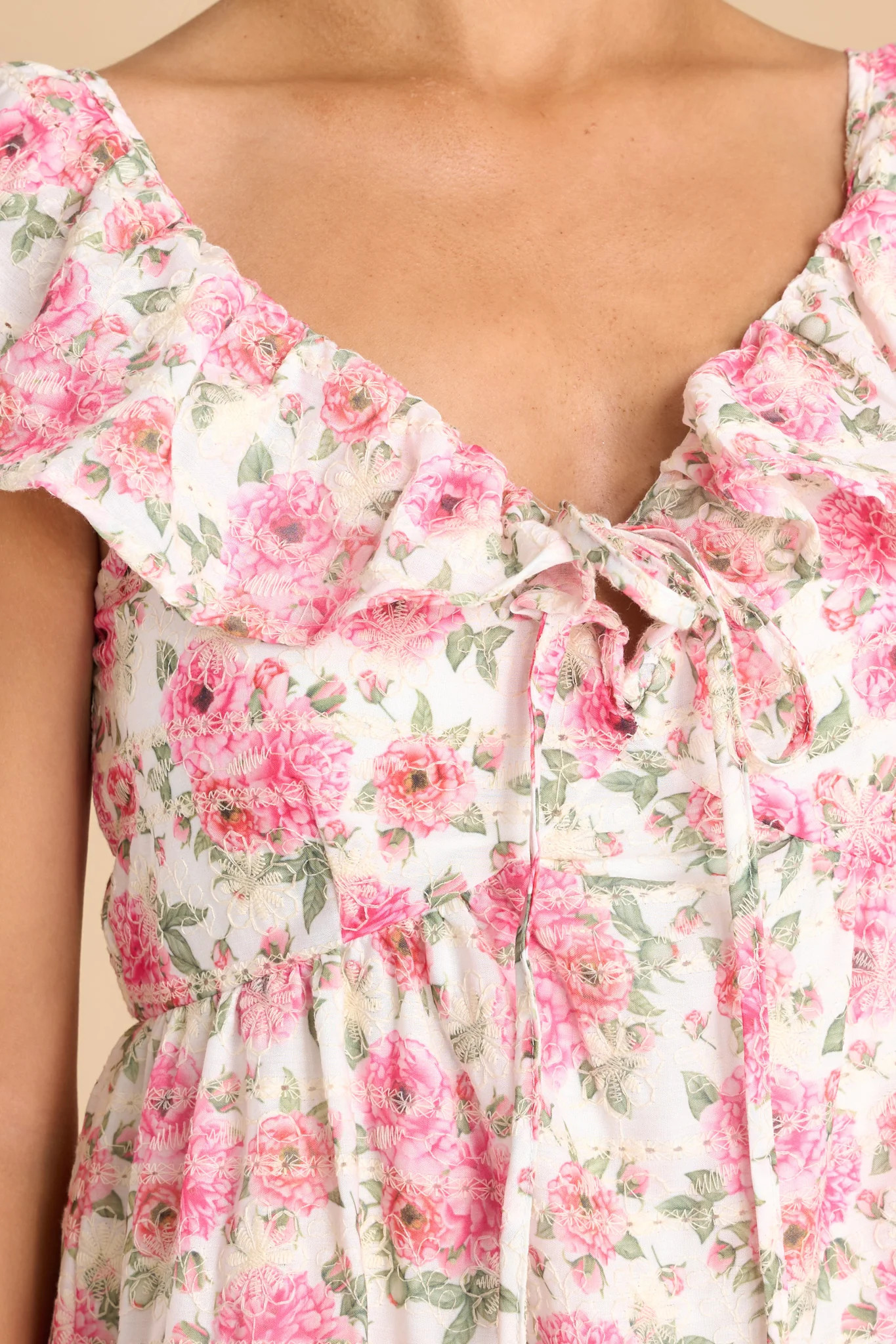 Canopy Of Flowers White Multi Floral Print Dress | Red Dress 