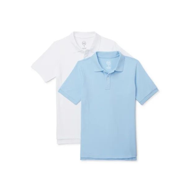 Wonder Nation Boys School Uniform Short Sleeve Pique Polo Shirts, 2-Pack Value Bundle, Sizes 4-18... | Walmart (US)