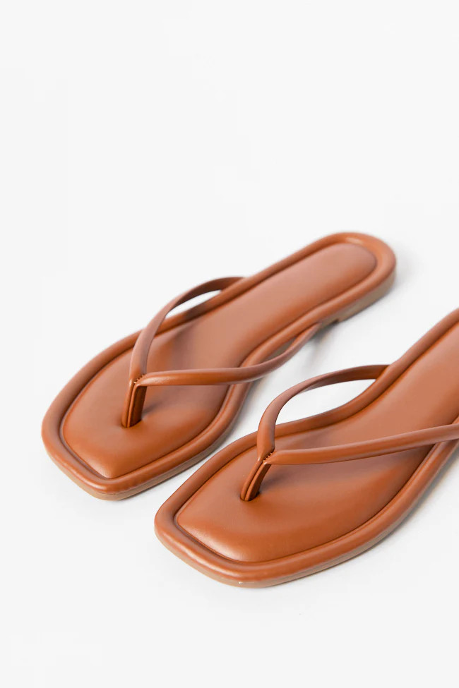 Sandy Brown Flip Flops | Pink Lily