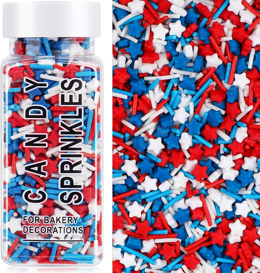 Red White and Blue Sprinkles for Cake Decorating, Patriotic Edible Sprinkle Mix, 4th of July Perf... | Amazon (US)