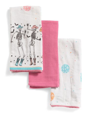 3pk Dancing Cowboy Skeleton Kitchen Towels | TJ Maxx