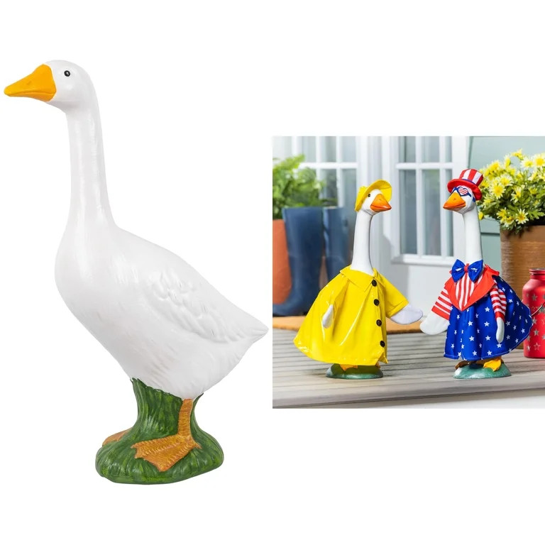 Mainstays Weather-Resistant Porch Goose Statue with Spring Raincoat & Patriotic Outfit Set | Walmart (US)