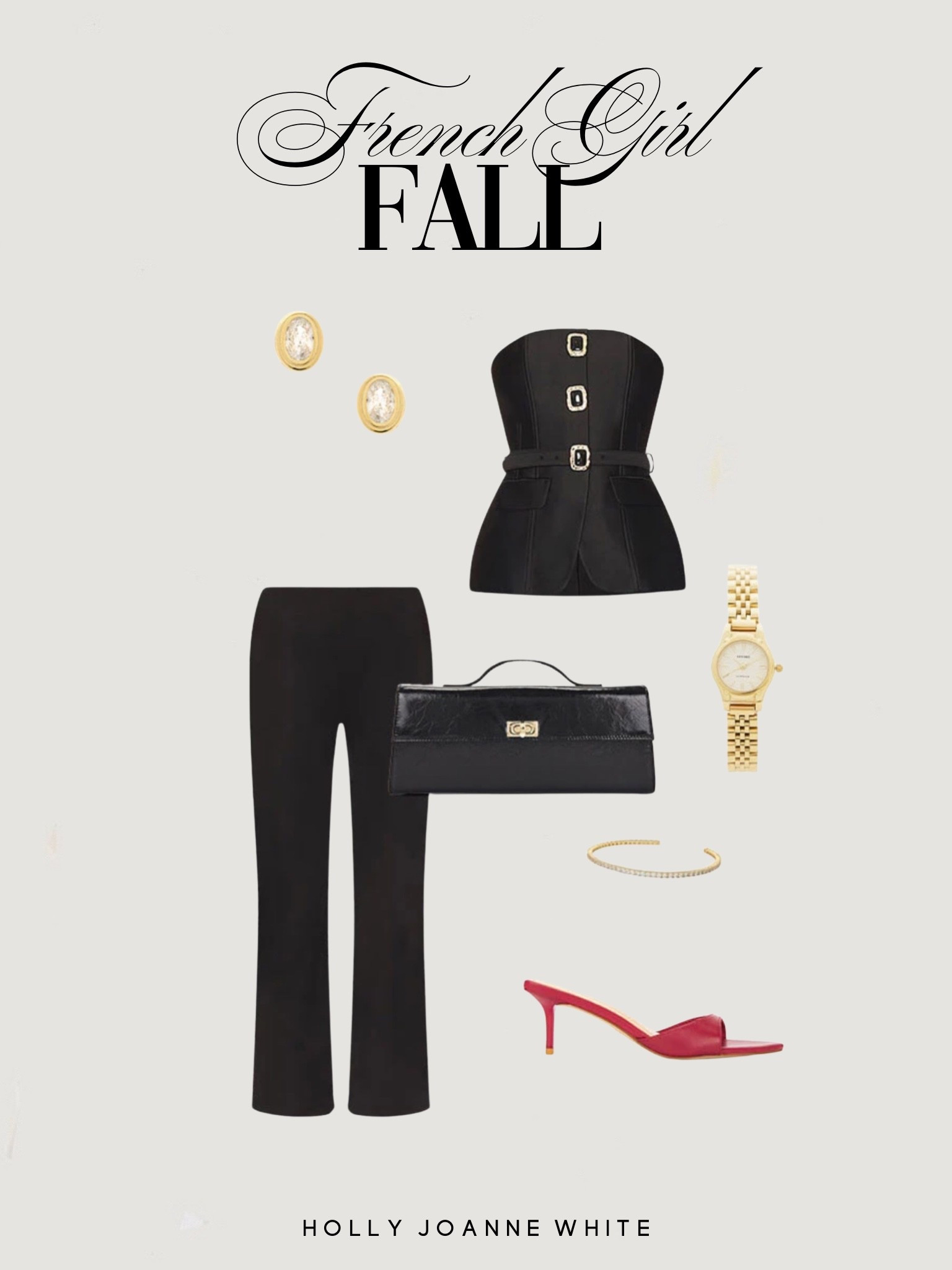 FRENCH GIRL FALL 

SELF-PORTRAIT Taffeta Bandeau Top
SHASHI Regan Stud Earrings, Baby Bianca Cuff Bracelet 
NAKEDVICE The Phoenix Clutch
MAJORELLE Claudia Capri Pant 
RAYE Chad Sandal
CÈNDRE Isobel Watch in Gold

#LTKNYFW #LTKFindsUnder100 #LTKStyleTip