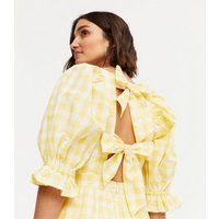 Yellow Gingham Square Neck Frill Mini Dress New Look | New Look (UK)