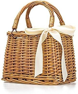 Natural Hand-woven Rectangular Wicker Handbag Basket Purse Retro Summer Women Straw Tote (Rectangula | Amazon (US)