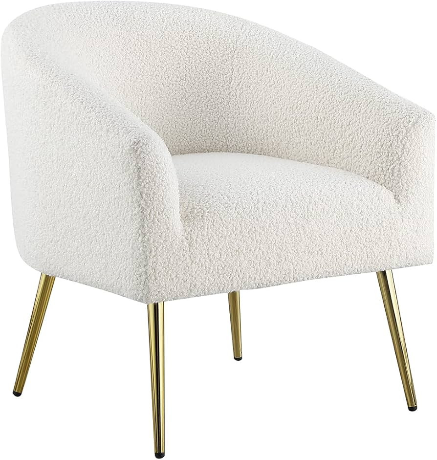 Morden Fort Accent Chair Lamb Fleece Armchair Sherpa Arm Chairs with Barrel Backrest & Metal Legs... | Amazon (US)