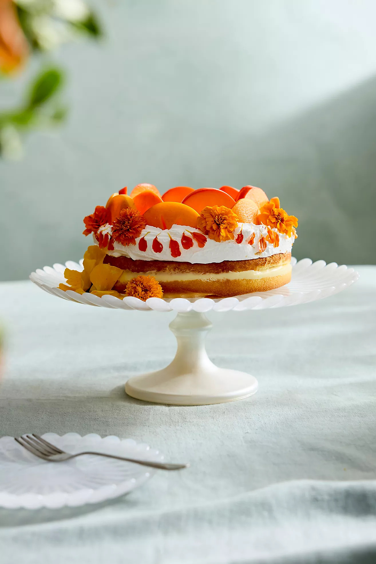 Scalloped Pearly Glass Cake Stand | Terrain