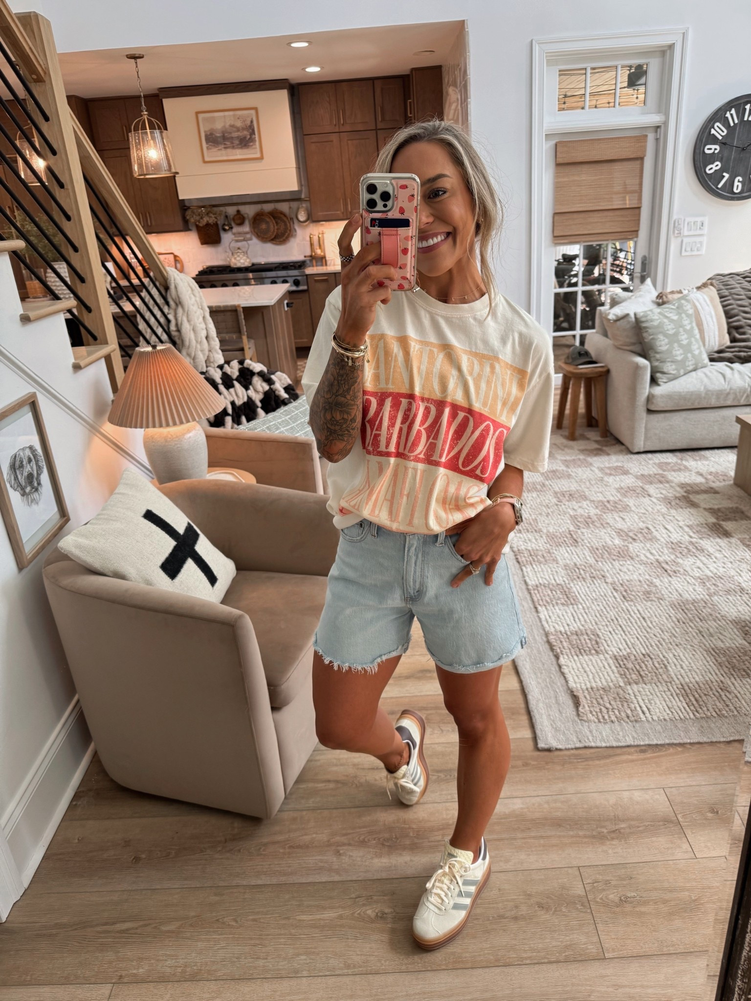 Some darling fresh Spring graphics from Mountain Moverz🌼☺️🙌🏼 we have a 25% off discount code today as well - HOLLEY25 to save! 🤎 I typically do a L in their tees for an oversized / comfy fit! 

Shorts are last year Abercrombie but I linked the version from this year — high rise dad short ✨ & my adidas gazelles, size down a 1/2 size! 

Spring outfit / comfy & casual / MM / florals / styling graphic tees / denim / Holley Gabrielle 

#LTKSeasonal #LTKSaleAlert #LTKFindsUnder50