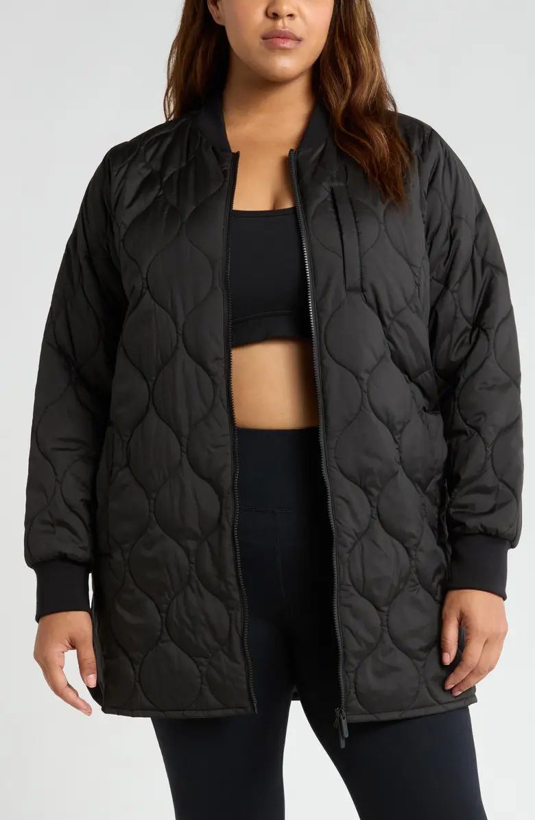 Zella Onion Quilted Longline Bomber Jacket | Nordstrom | Nordstrom