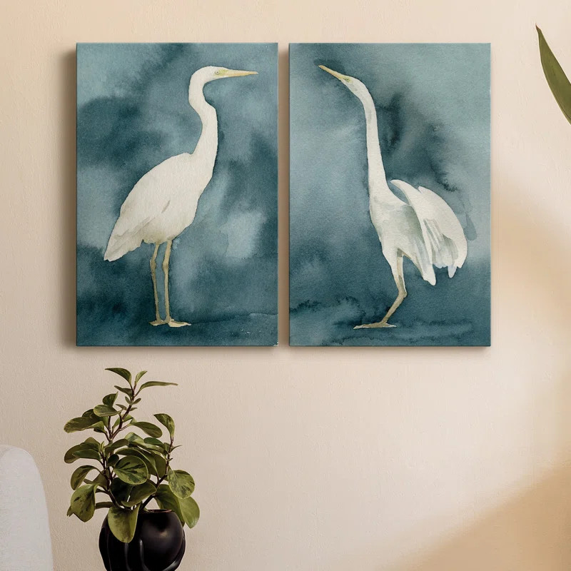 " Simple Egret III " 2 - Pieces Painting Print | Wayfair North America