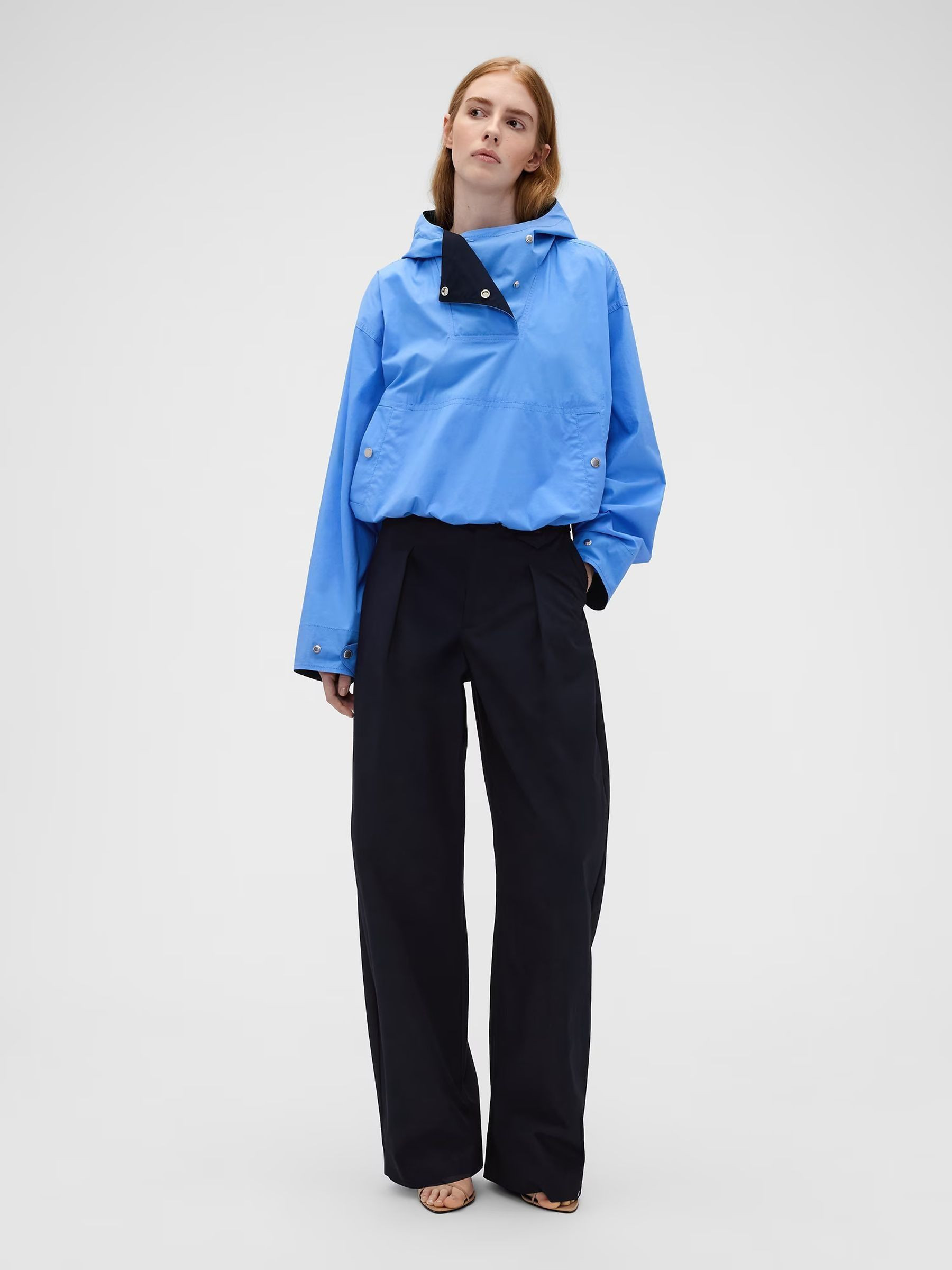 Gap x Victoria Beckham Navy High Waisted Pleated Arc Trousers | Gap | GAP UK