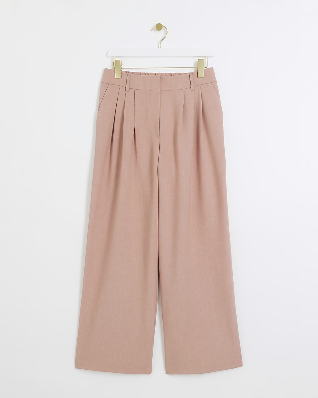Pink pleated wide leg trousers | River Island (UK & IE)