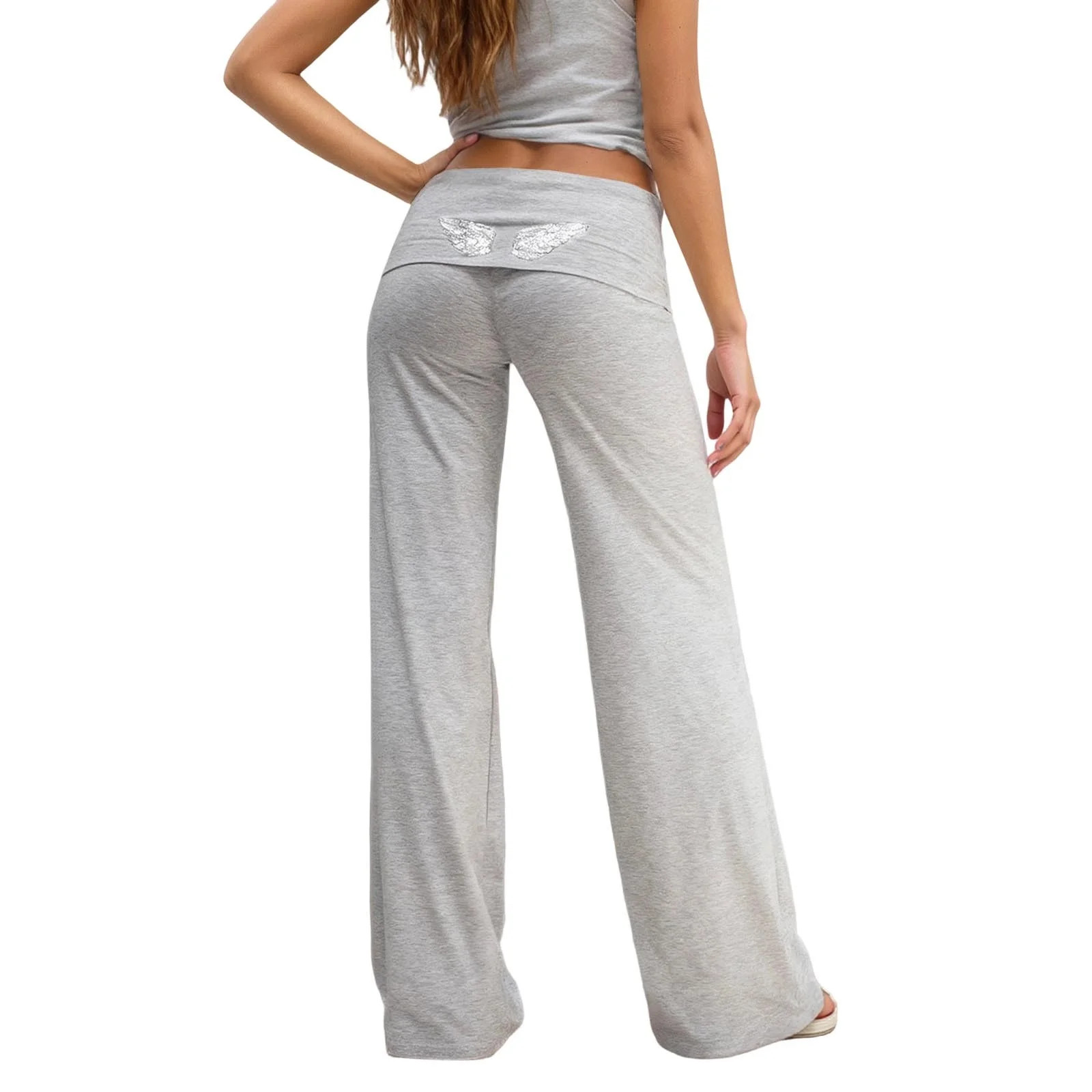 ChaoLingNeng Wide Leg Pants Women Sweatpants, Angel Wing Print Womens Baggy Sweatpants with Spark... | Walmart (US)