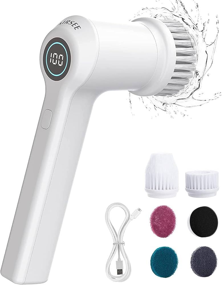 AIRSEE Electric Spin Scrubber for Bathroom Bathtub, Cordless Power Spinning Scrub Brush, Handheld... | Amazon (US)