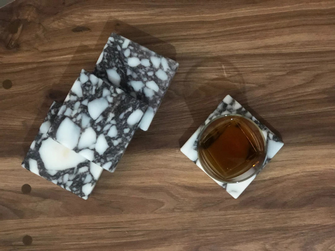 Calacatta Viola Set of 2-4-6 SQUARE Coasters, Italian Marble 100% Handmade İtalian Model - Etsy | Etsy (US)