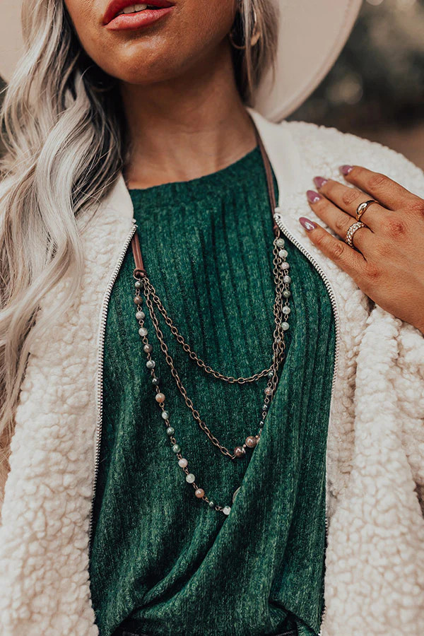 Casual Chats Semi Precious Layered Necklace in Green | Impressions Online Boutique