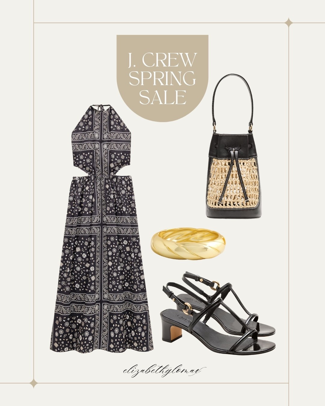 This bandana-style cutout halter dress is such a standout for summer events, vacations, or date nights. 

Styled simply with black heels, a gold bangle, and a woven bag. Part of the @jcrew Spring Fling 40% off sale.

#LTKSeasonal #LTKSaleAlert