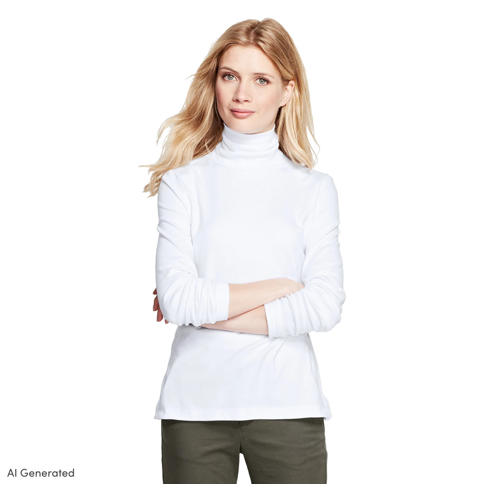 Women's Lands' End Supima Cotton Long Sleeve Turtleneck, Size: Large, White | Kohl's