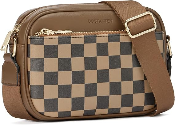 BOSTANTEN Quilted Crossbody Bags for Women Vegan Leather Purses Shoulder Handbags with Wide Strap | Amazon (US)