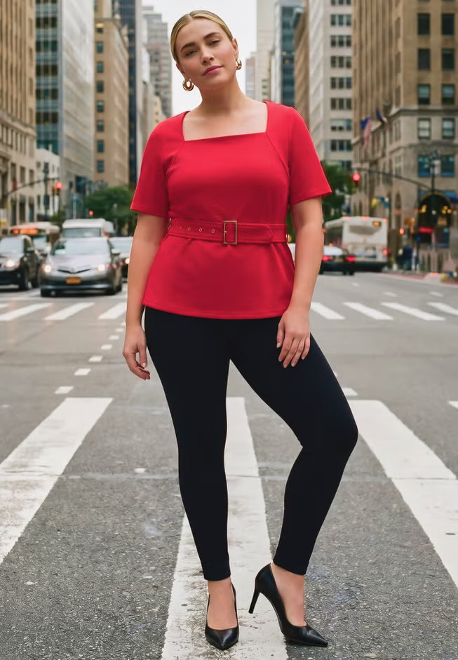 Ponte Square Neck Top | Avenue