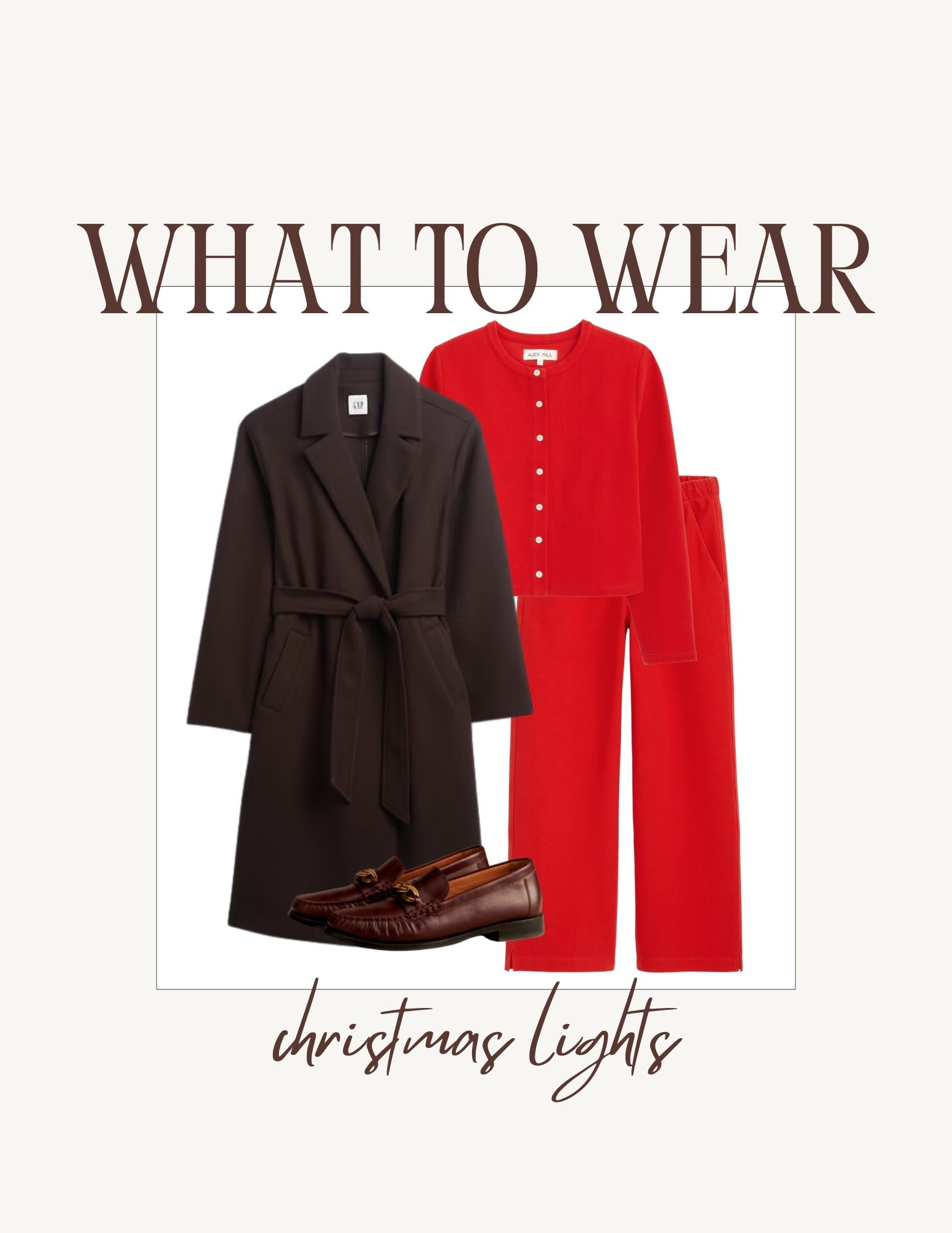 What to wear for Christmas lights. I love the red set from Alex Mill  

#LTKSeasonal #LTKHoliday