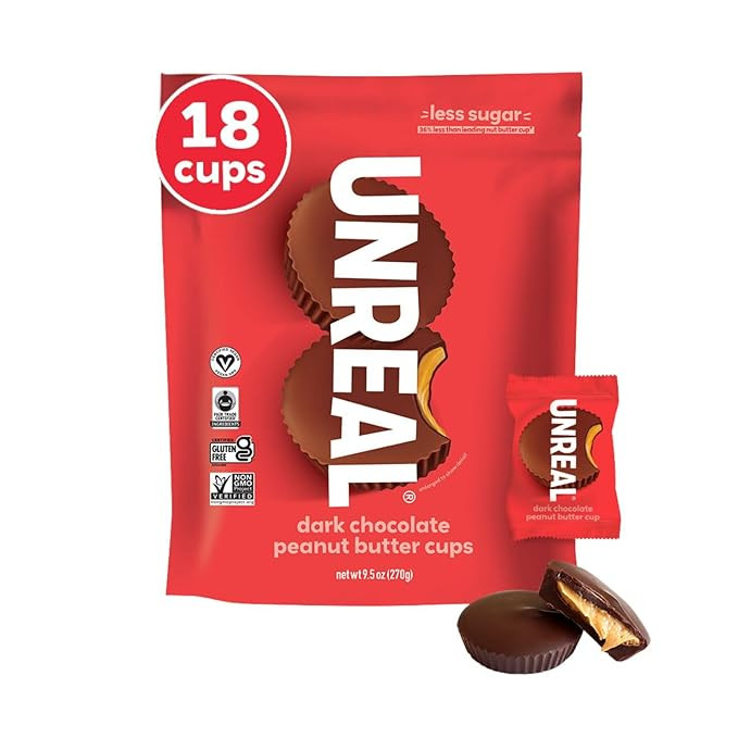 UNREAL Dark Chocolate Peanut Butter Cups (Value Size Bag) | Vegan, 5g Sugar | Gluten Free, Fair T... | Amazon (US)