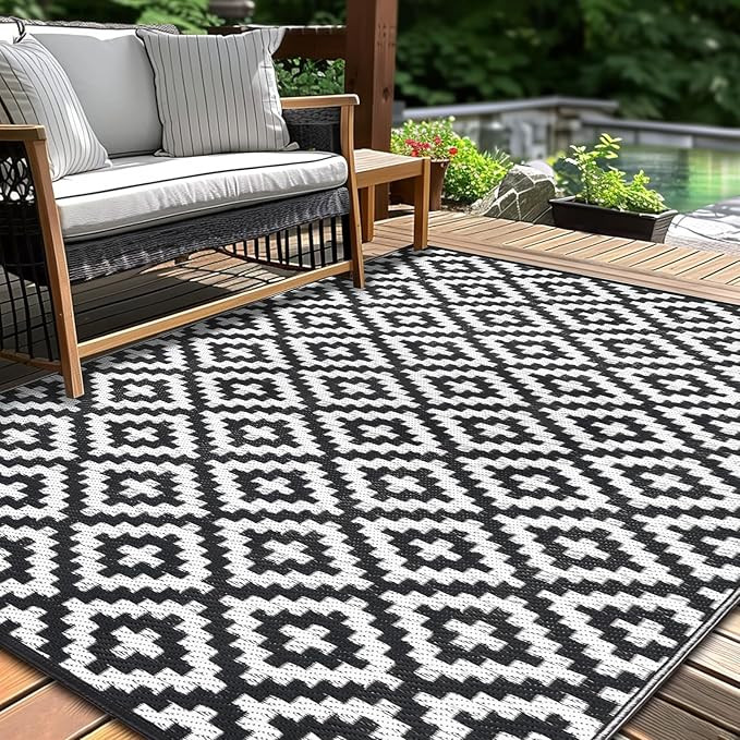 Outdoor Plastic Straw Patio Rug - Durable Waterproof Camping Area Rug for Patios, RV, Porch, Balc... | Amazon (US)