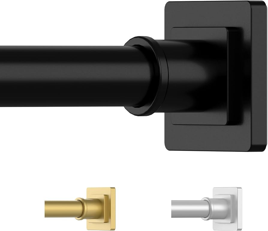 Tension Shower Curtain Rod 31-68 Inches Non-Slip Shower Rod Tension Mounted No Drill Black Shower... | Amazon (US)