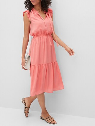 Ruffle-Neck Midi Dress | Banana Republic Factory