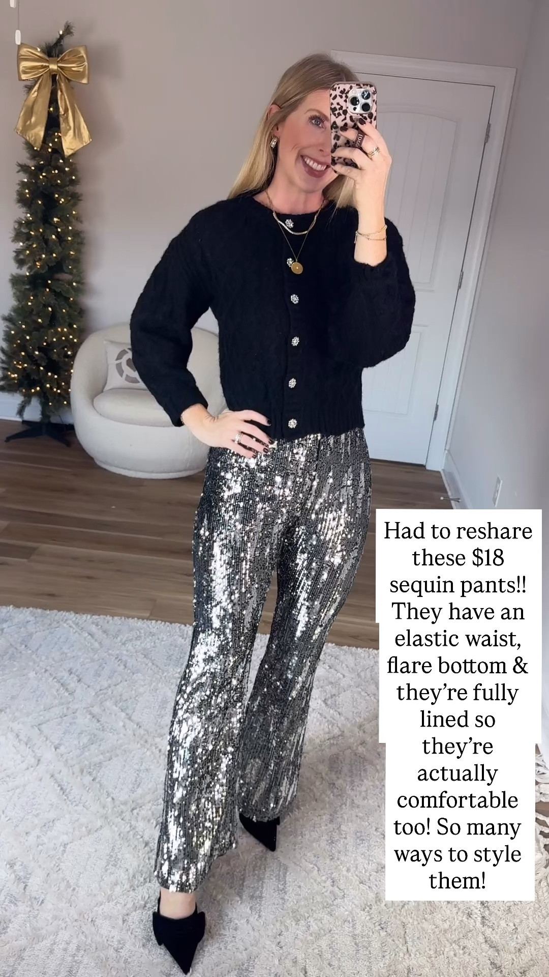 Walmart try on, sequin pants, sparkle button cardigan, holiday outfit 

Small in both 

#LTKFindsUnder50 #LTKHoliday #LTKStyleTip