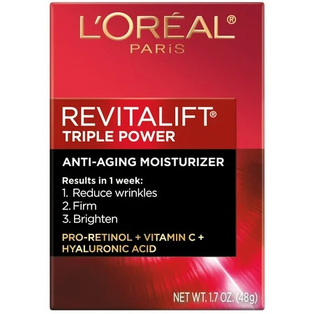 L'Oreal Paris Revitalift Triple Power Anti-Aging Face Moisturizer, Pro Retinol, Hyaluronic Acid & Vitamin C to Reduce Wrinkles, Firm & Brighten Skin, 1.7 oz | Walmart (US)