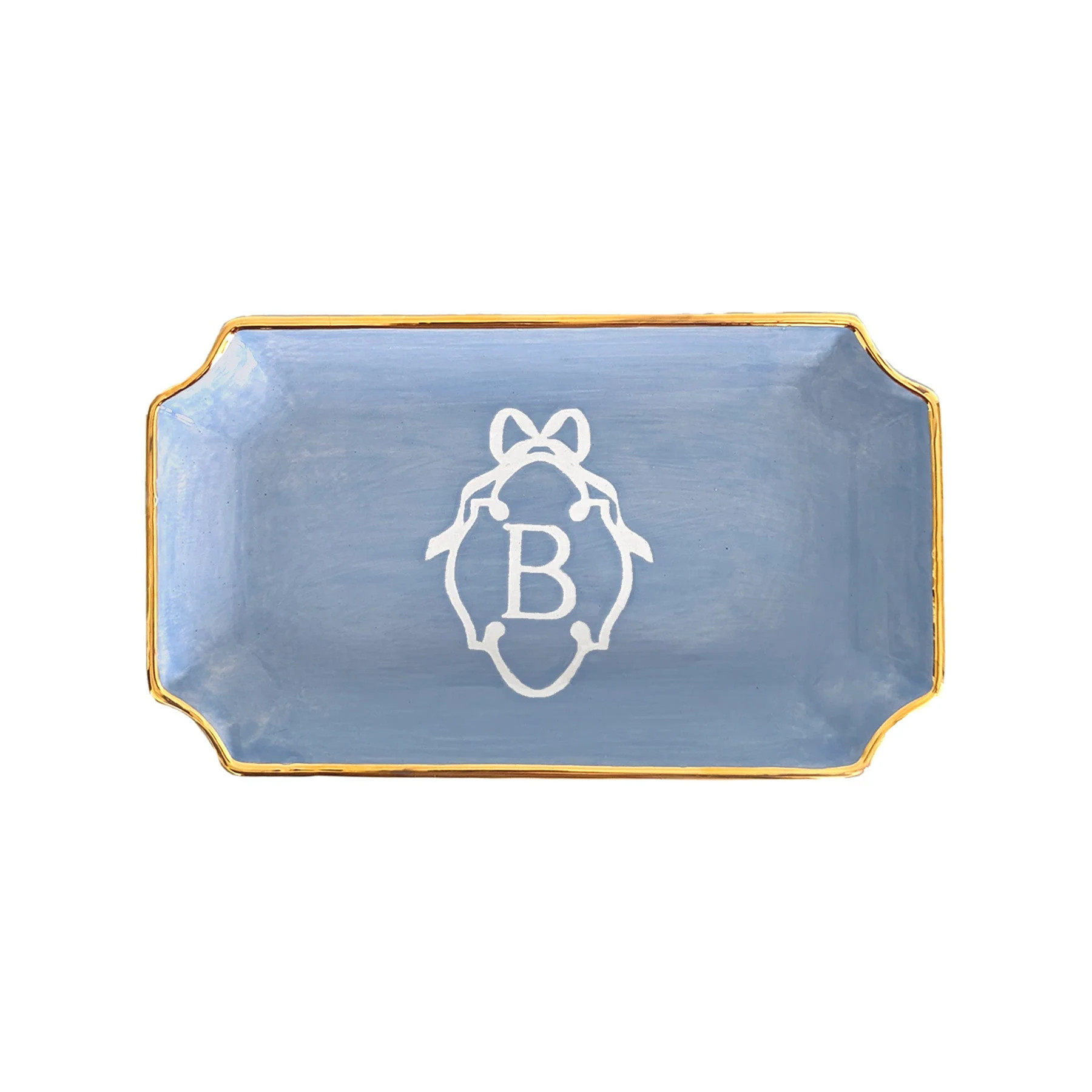 Bow Monogram Trays with 22K Gold Accent | Ruby Clay Company