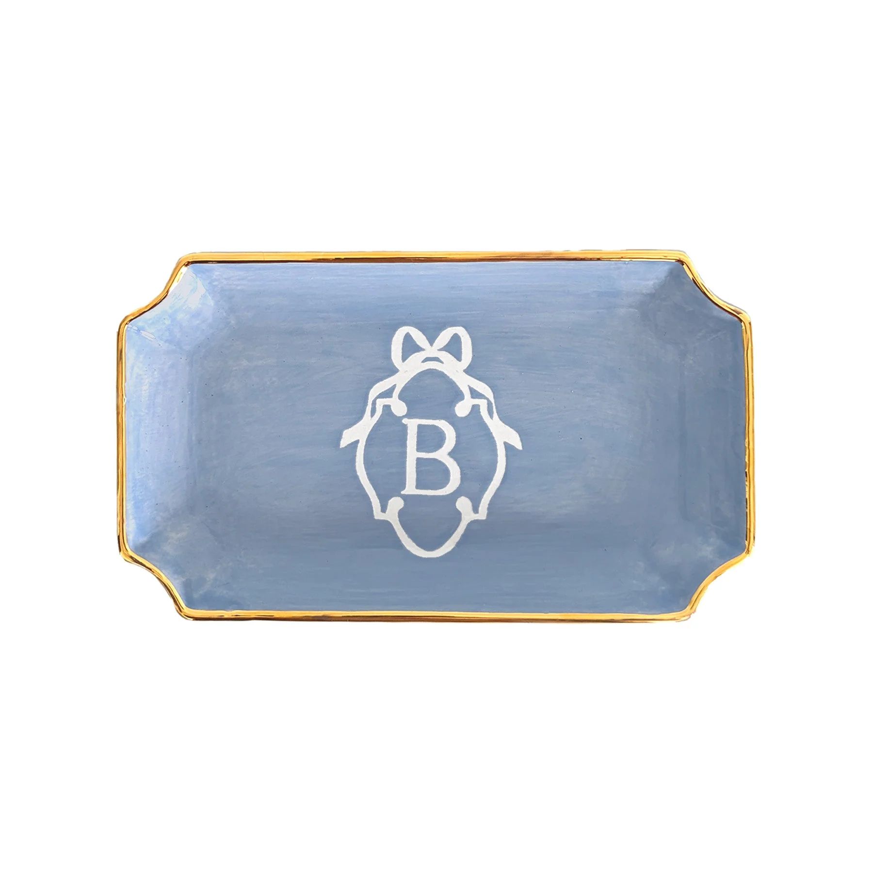Bow Monogram Trays with 22K Gold Accent | Ruby Clay Company