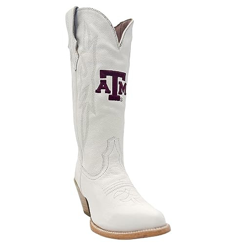 Vaccari Women's Genuine Leather Texas A&M University Aggies Embroidery Pointed Toe Leighton Cowgirl Boots - White - 10.5 B | Amazon (US)