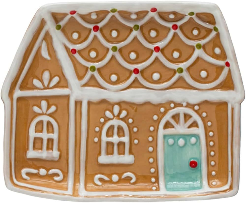 One Holiday Way 6-Inch Hand Painted Decorative Ceramic Gingerbread House Christmas Dessert Plate ... | Amazon (US)