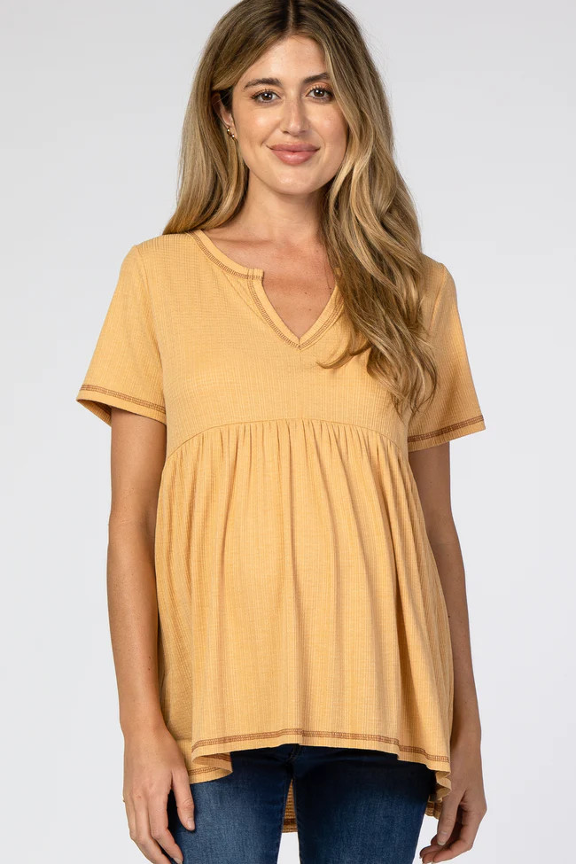 Yellow V Neck Maternity Top | PinkBlush Maternity