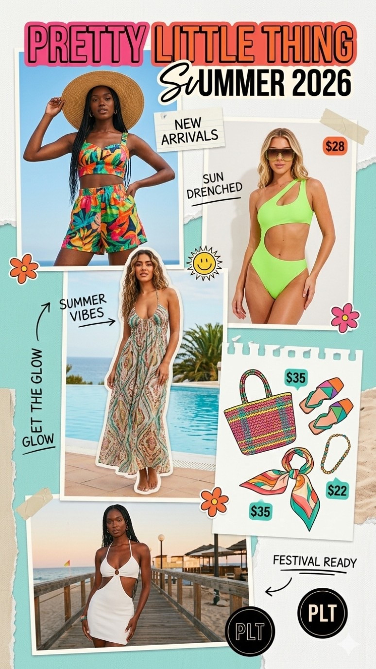 ✨ PLT Summer 2026 Preview: It-Girl Outfits & Festival Vibes 🌴☀️

Obsession alert! 🔥 Summer is officially calling, and the new PrettyLittleThing collection is hitting all the right trends. I put together this clean editorial collage featuring my absolute must-haves for the season: from vibrant tropical co-ords and effortless maxi beach dresses, to that neon green cutout swimsuit that is a total head-turner.
Whether you’re packing for a tropical getaway, gearing up for festival season, or looking for that perfect chic white dress for a sunset dinner, this drop has you covered! 🐚✨
Everything is super affordable, easy to mix and match, and pairs perfectly with retro-inspired accessories. Tap the images below to shop the direct links before they sell out! 👇🛍️
🏷️ 
#LTKunder50 #LTKunder100 #LTKtravel #PrettyLittleThing #PLTstyle #Summer2026 #FestivalOutfit #BeachVibes #SummerOutfits #VacationStyle #OOTD #SummerTrends #EffortlessChic