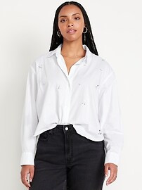 Embellished Cropped Button-Down Shirt | Old Navy (US)