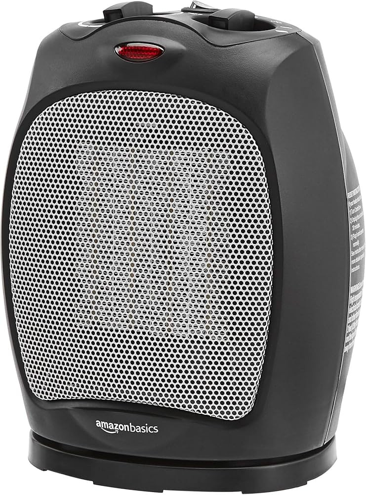 Amazon Basics 1500W Oscillating Ceramic Heater with Adjustable Thermostat, Black | Amazon (US)