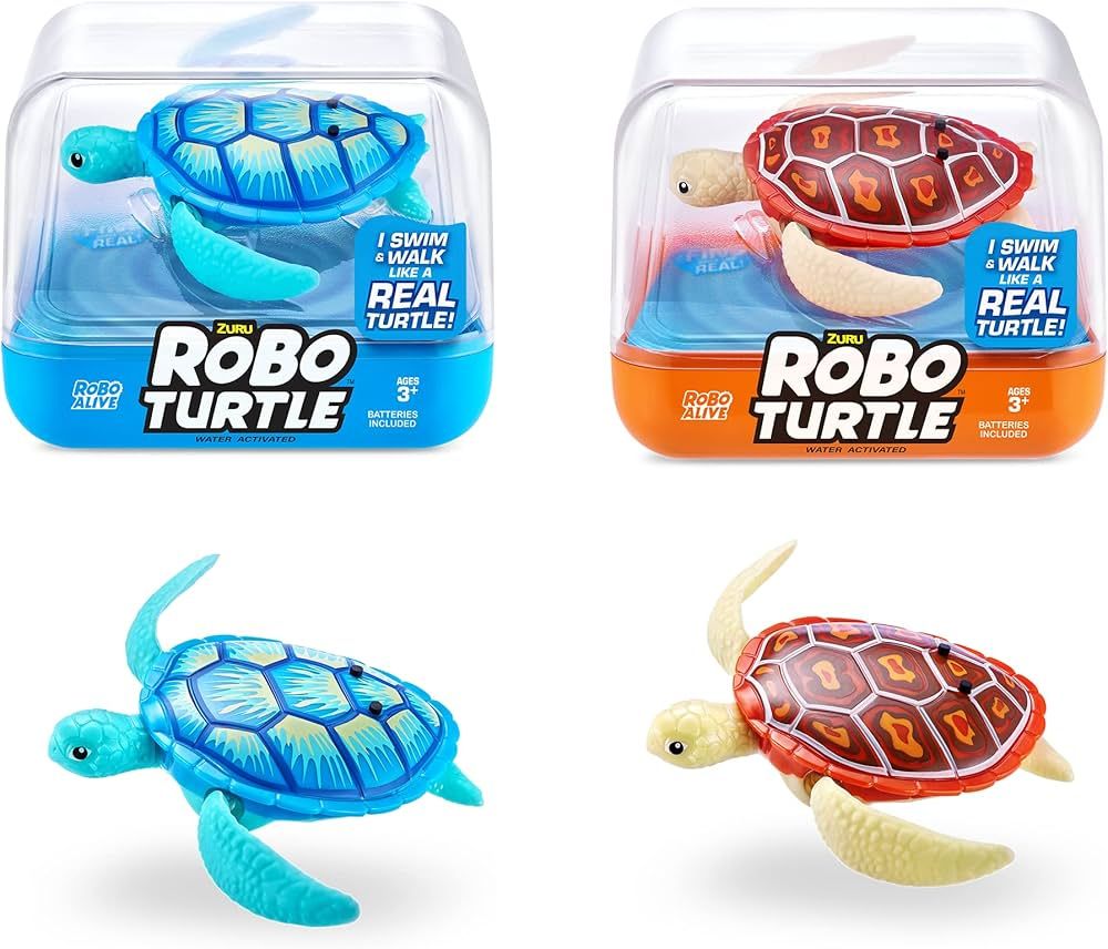 ROBO ALIVE Robo Turtle Robotic Swimming Turtle (Orange + Blue) by ZURU Water Activated, Comes wit... | Amazon (US)