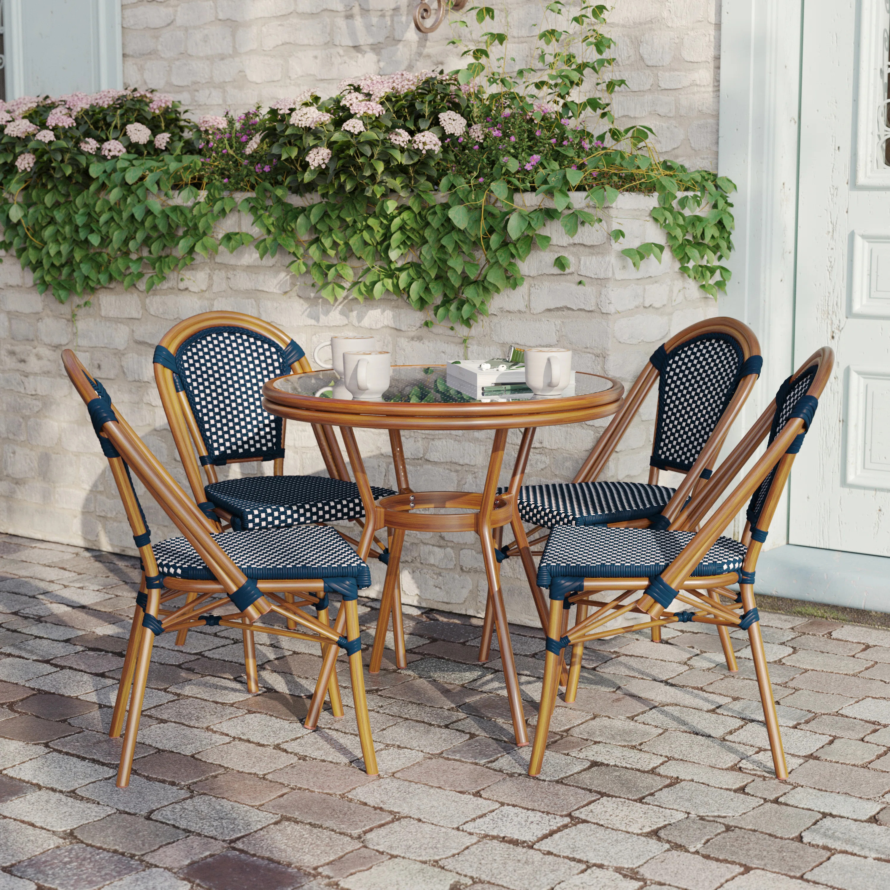 Beachcrest Home™ Rylan Indoor/Outdoor Commercial Bistro Set with Table and Four Chairs | Wayfai... | Wayfair North America
