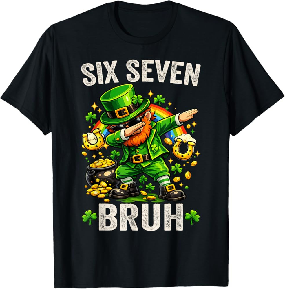 Bruh St Patricks Day Six Seven Kids Boys Men Women 67 Meme T-Shirt | Amazon (US)