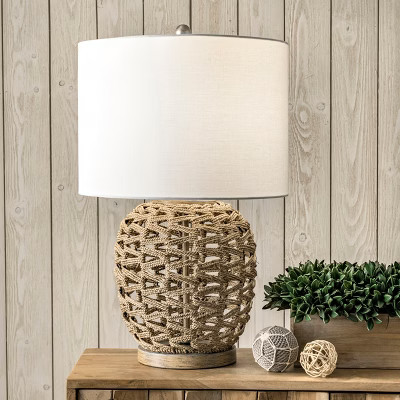 nuLOOM Bristol 24" Rattan Table Lamp - Tan / 23.5" H x 15" W x 15" D / Rattan | Target