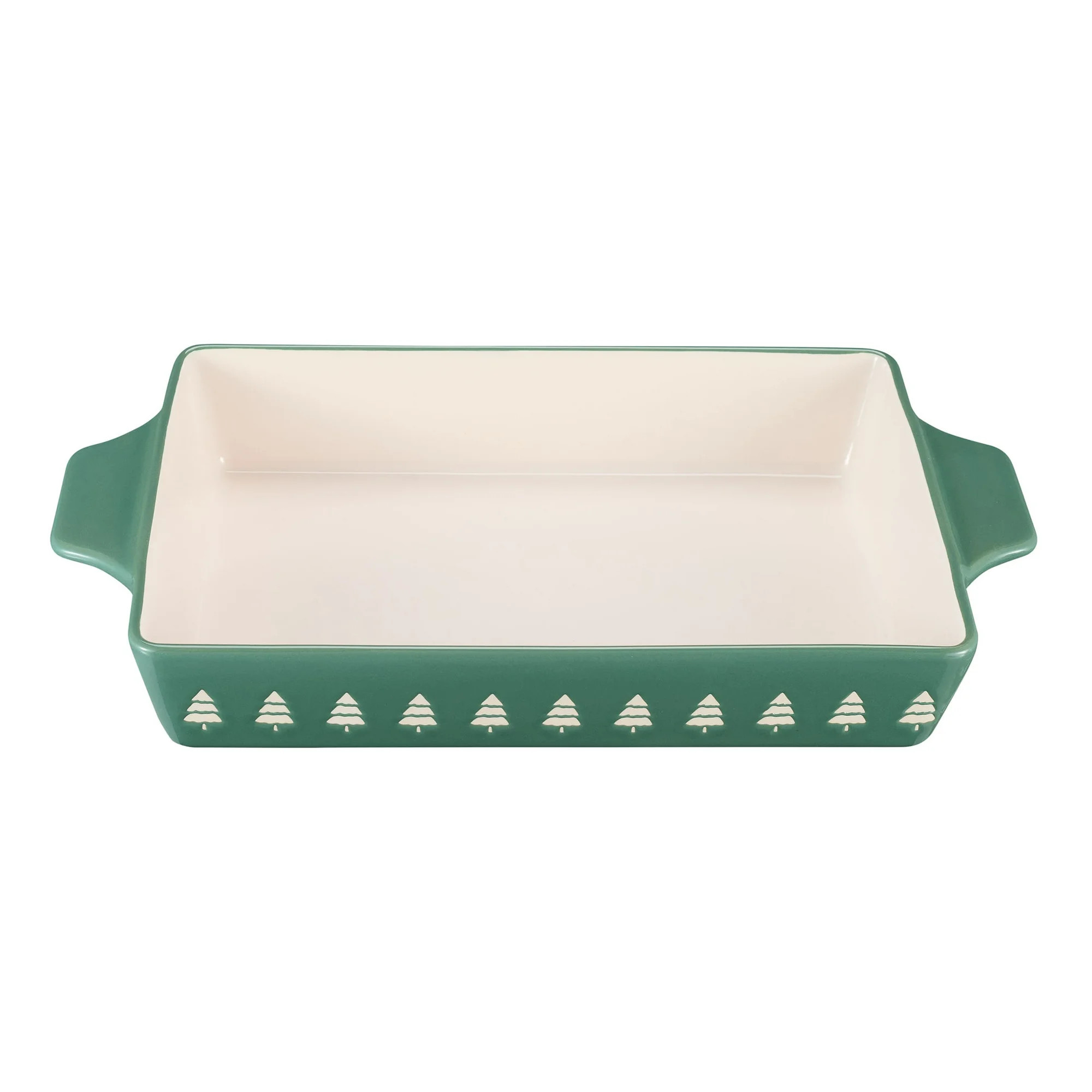 Holiday Time 9" x 13" 3.7-qt Trees Glazed Stoneware Bake & Serve Dish, Green & White | Walmart (US)