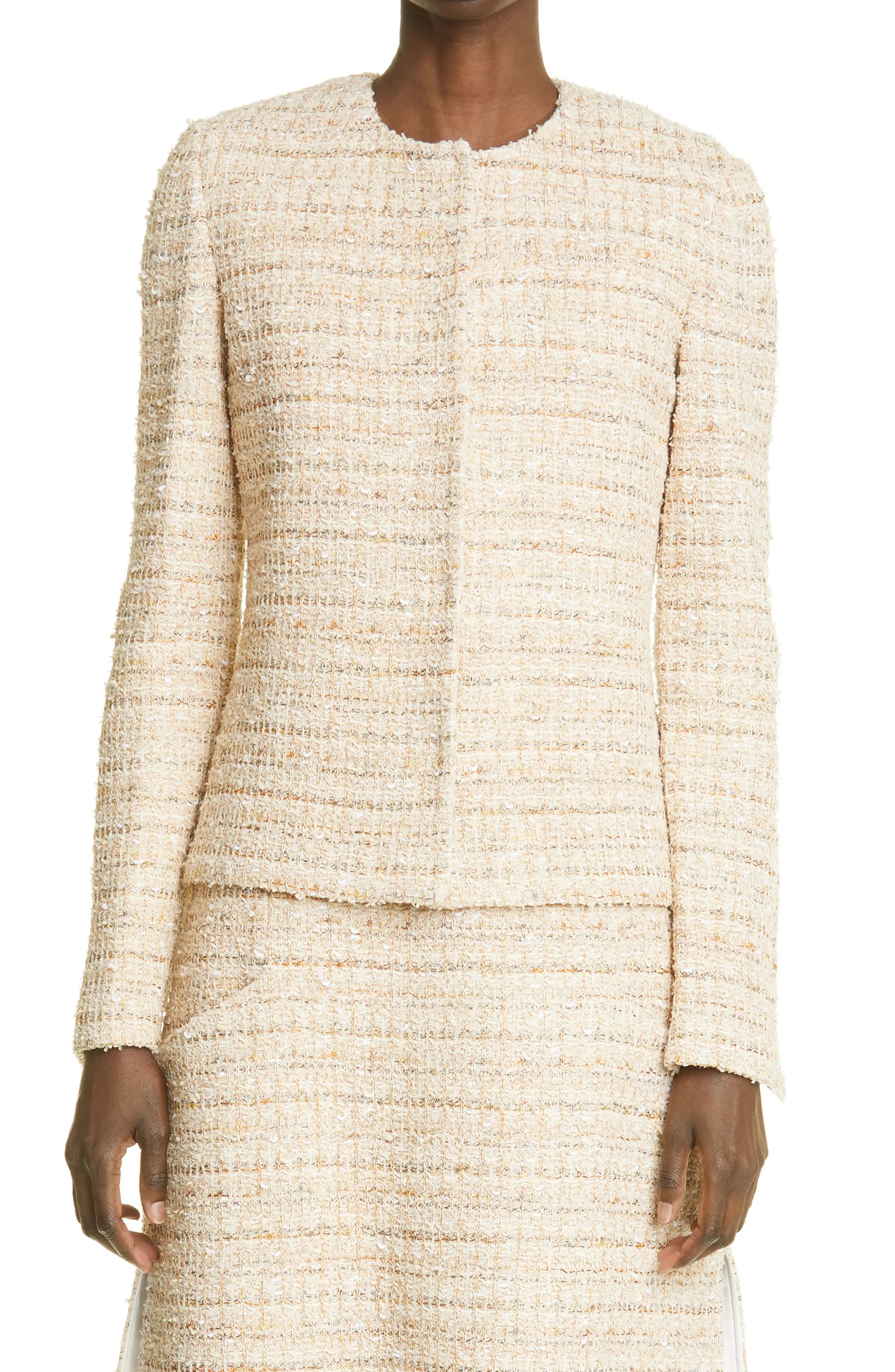 St. John Collection Space Dye Tweed Knit Jacket, Size 2 in Neutral Multi at Nordstrom | Nordstrom