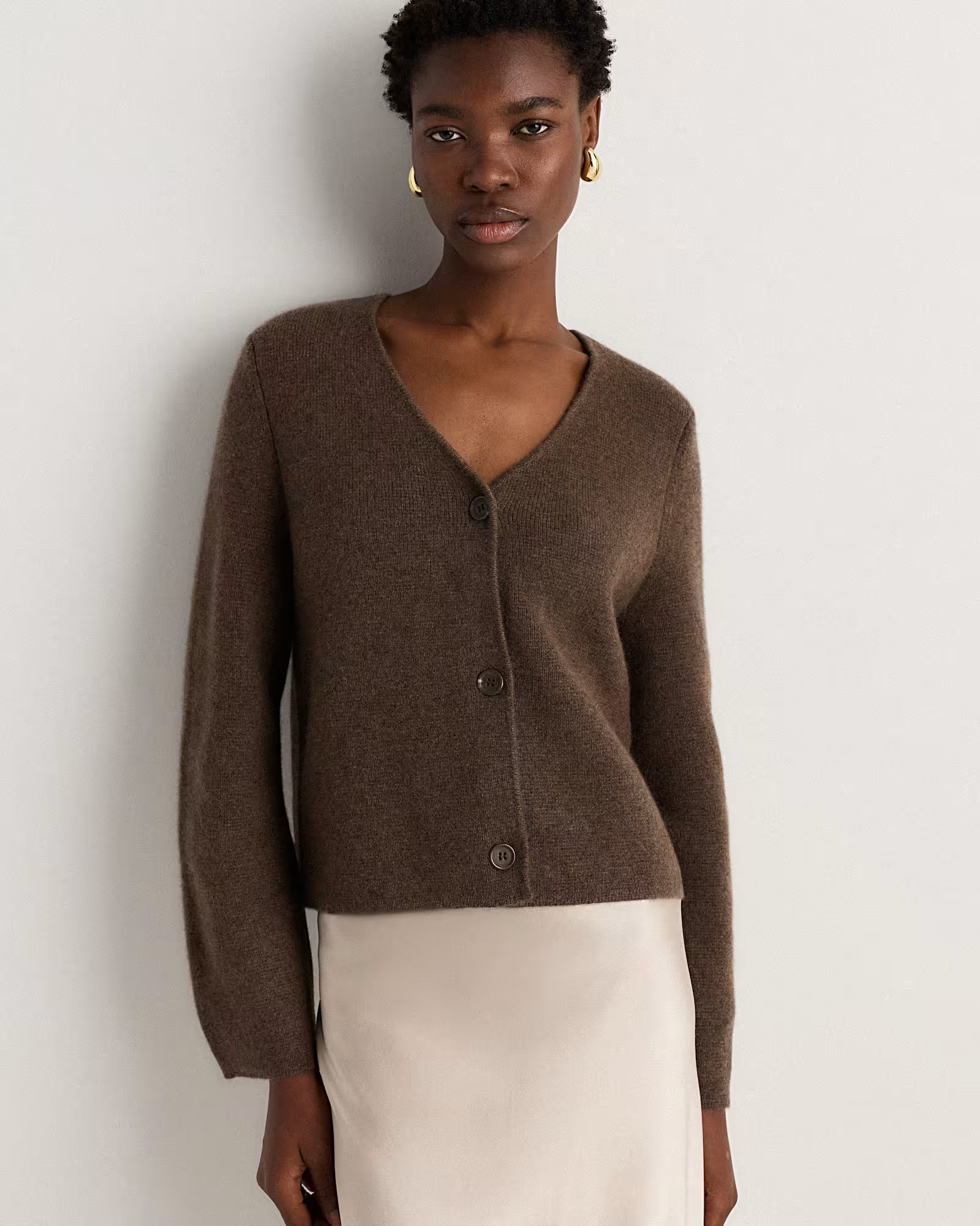 Mongolian Cashmere Structured V-Neck Cardigan | Quince