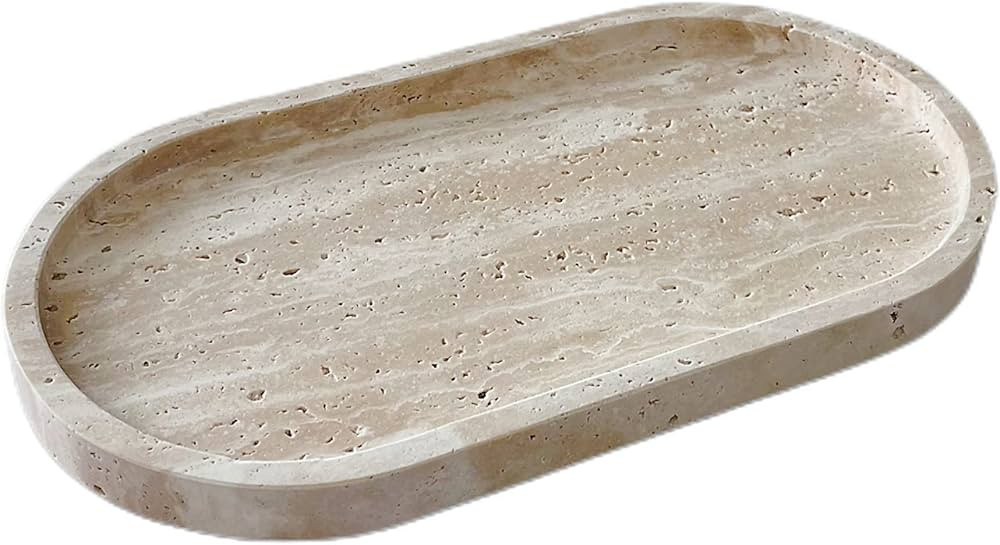 SAIDKOCC Marble Oval Handmade Tray Ornaments Vintage Tray Storage Dish for Counter,Coffee Table,N... | Amazon (US)