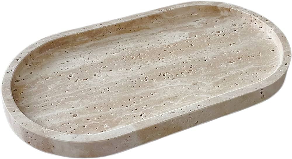 SAIDKOCC Marble Oval Handmade Tray Ornaments Vintage Tray Storage Dish for Counter,Coffee Table,N... | Amazon (US)